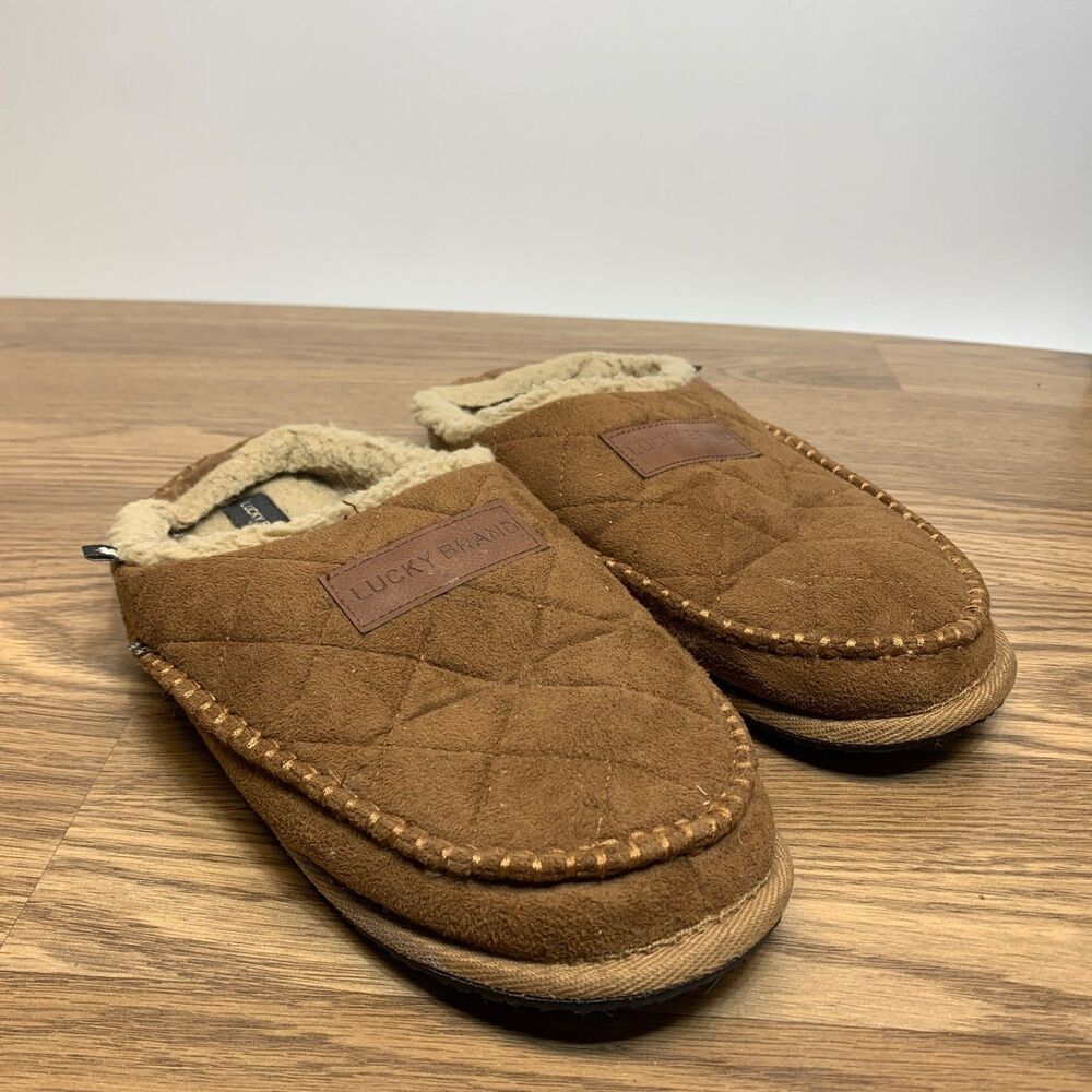 Lucky Brand Mens Medium‎ House Shoes fur Slip-On Slippers M 9-10